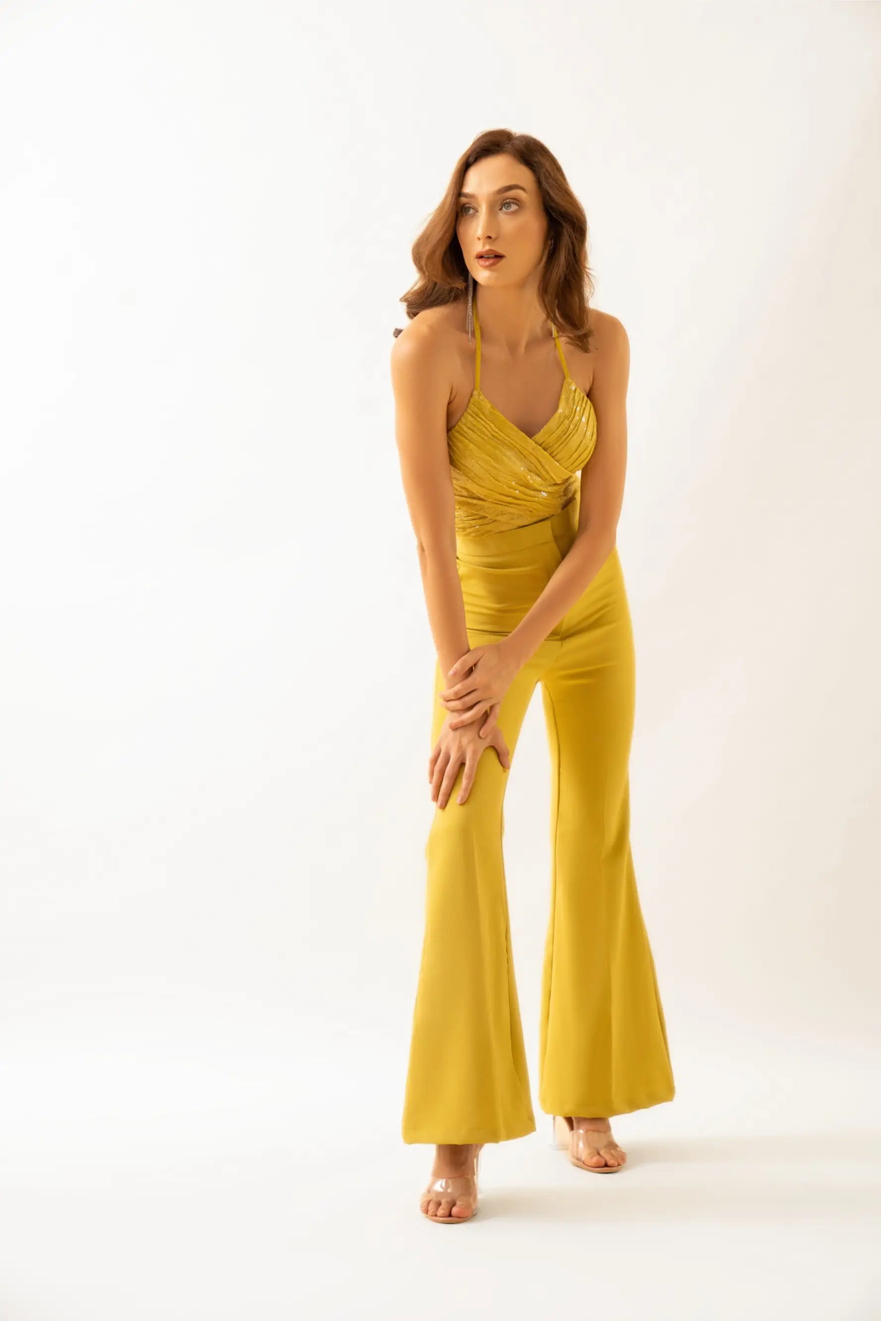 Lime Green Sequins Detailed Waistcoat - WAISTCOAT