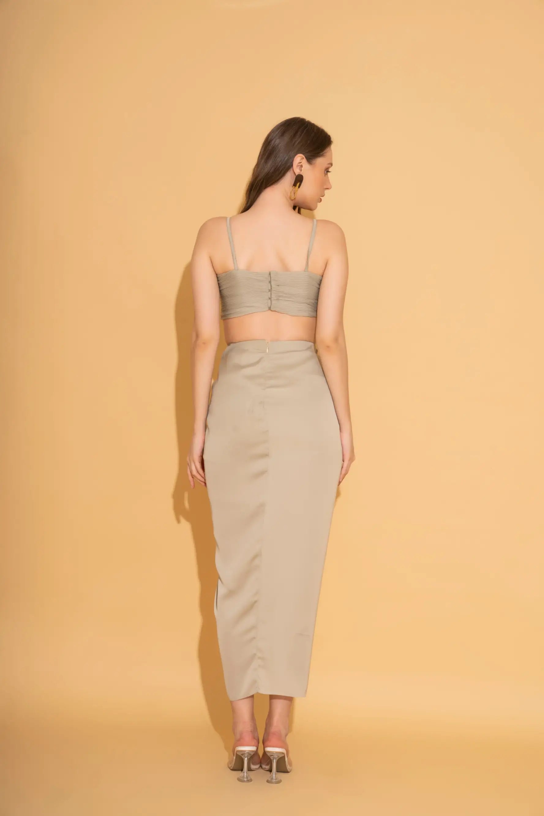 Summer Green Draped Skirt and Top Co-ord Set - SET