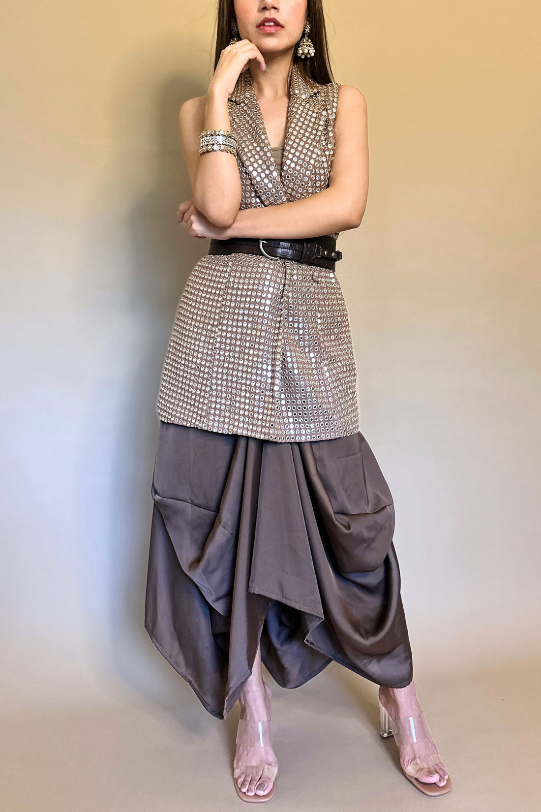 Mirror Work Blazer & Dhoti Skirt Co-ord