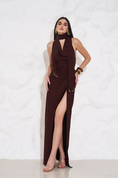 EKKO Cowl Top and Draped Skirt Co-ord