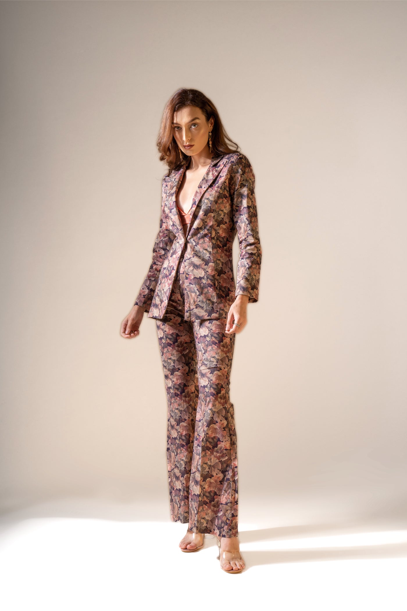 Mulberry Printed Bell bottoms and Blazer Co-ord