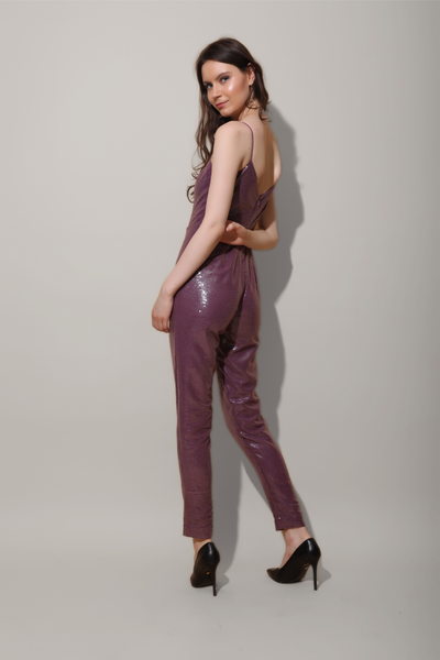 Purple Sequins Jumpsuit