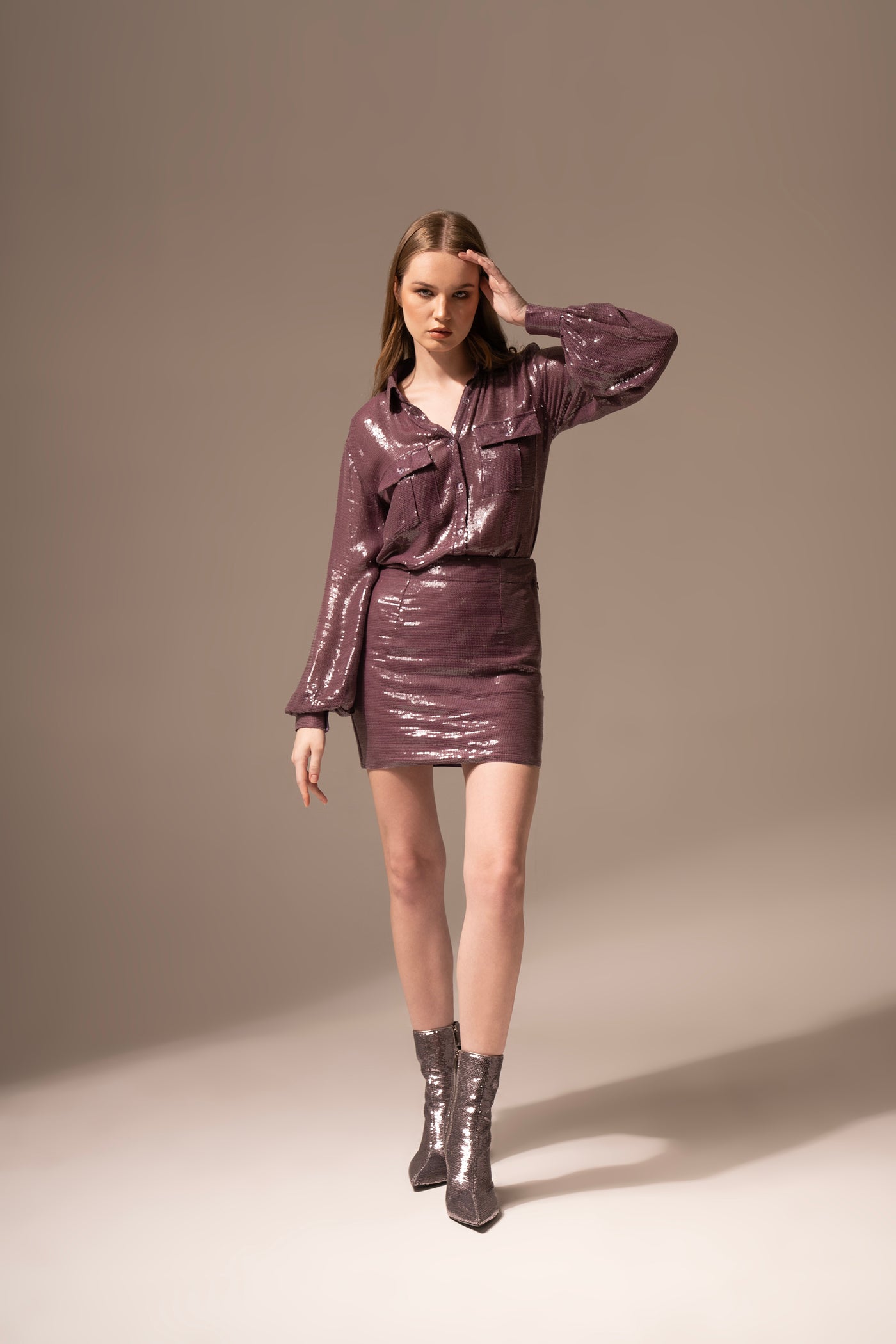 Deep Purple Sequins Skirt