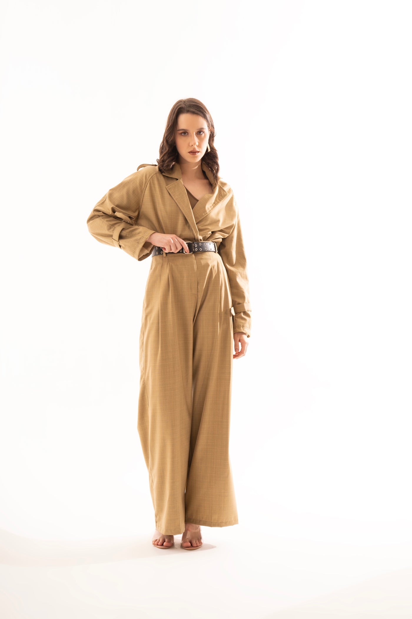 Oversized Khaki Suiting Trench and Pants Co-ord