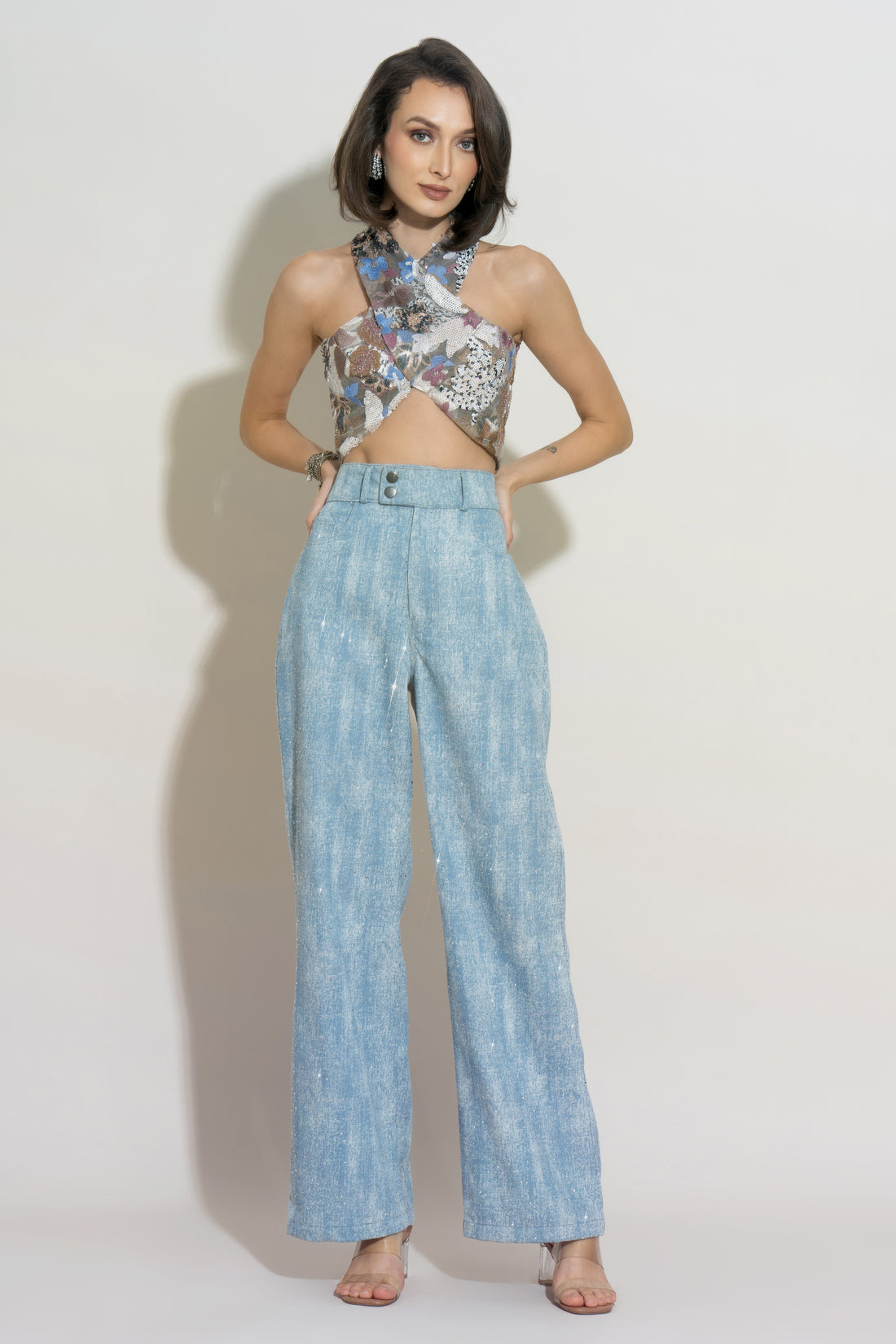 LUMI Halter Top and LANA Crystal Denim Co-ord