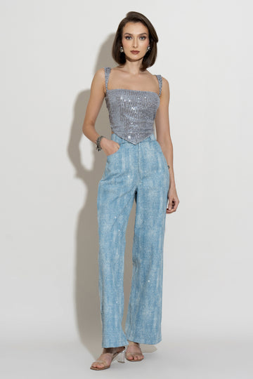 GIGI Handkerchief Top and LANA Crystal Denim Co-ord