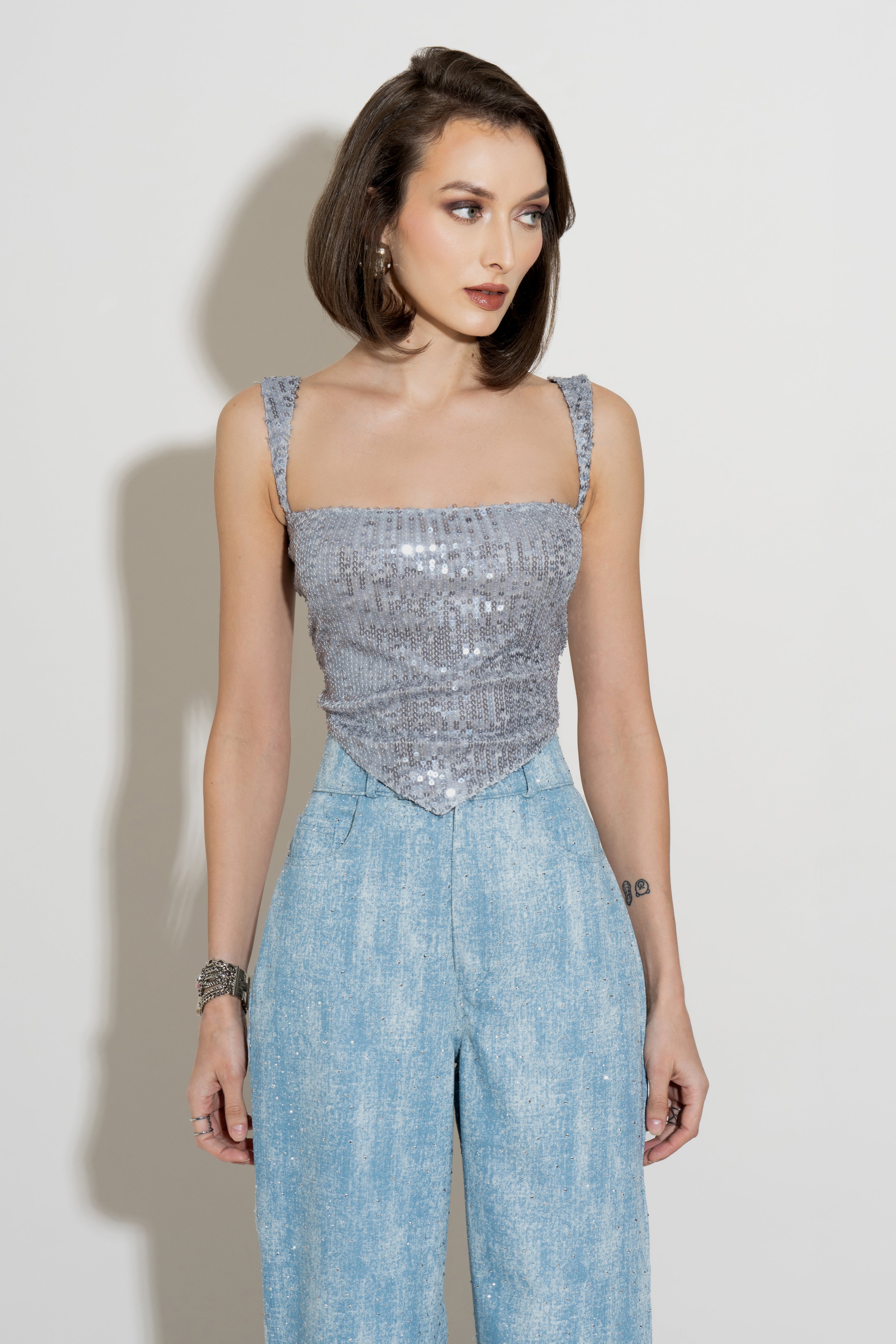 GIGI Handkerchief Top and LANA Crystal Denim Co-ord