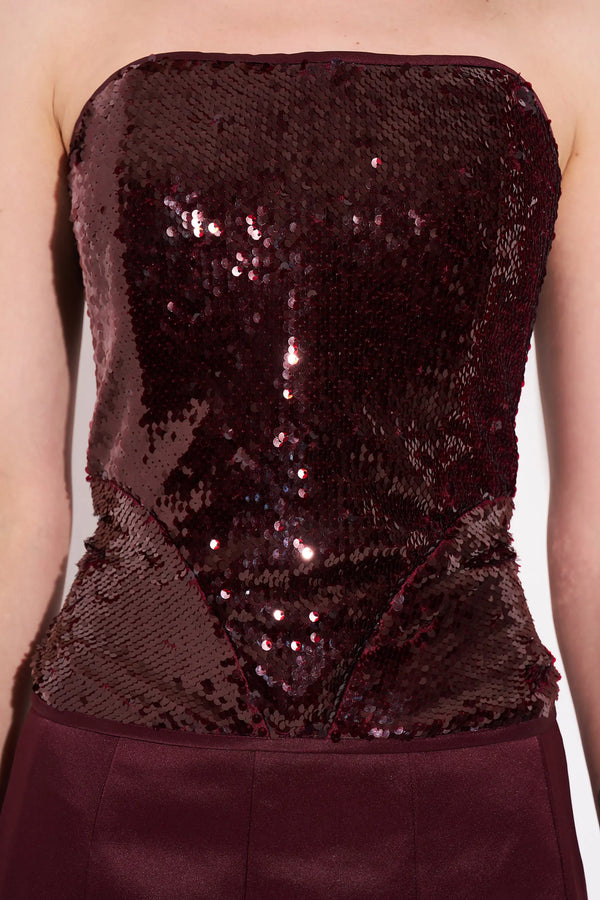 ALEXIS Sequins Corset and Ruffle Midi Skirt Co-ord