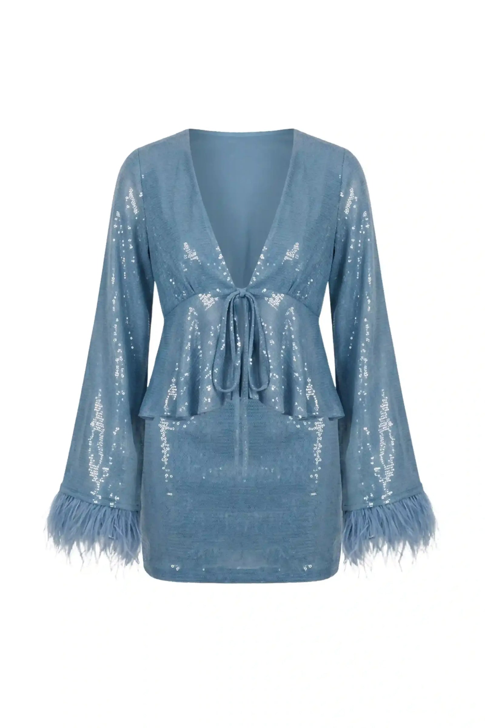 AZULA Feather Top and Skirt Co-ord Set - SET