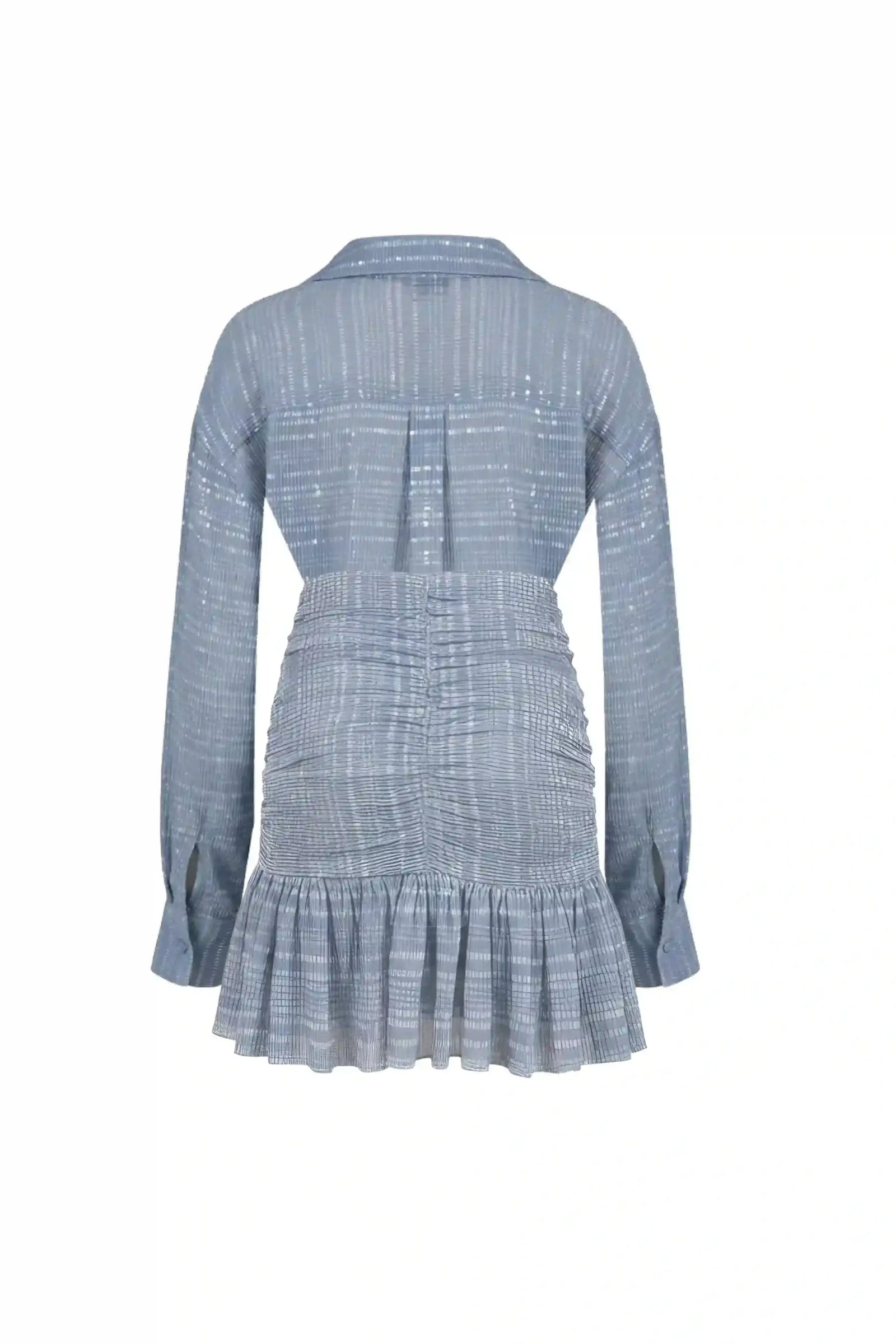 Belle Blue Lurex Shirt and Skirt Co-ord Set - SET