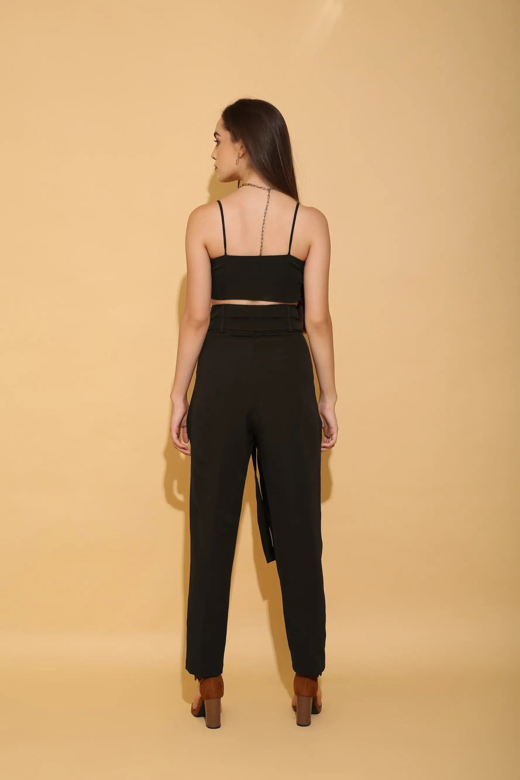 Black Double Belted Pants - PANTS