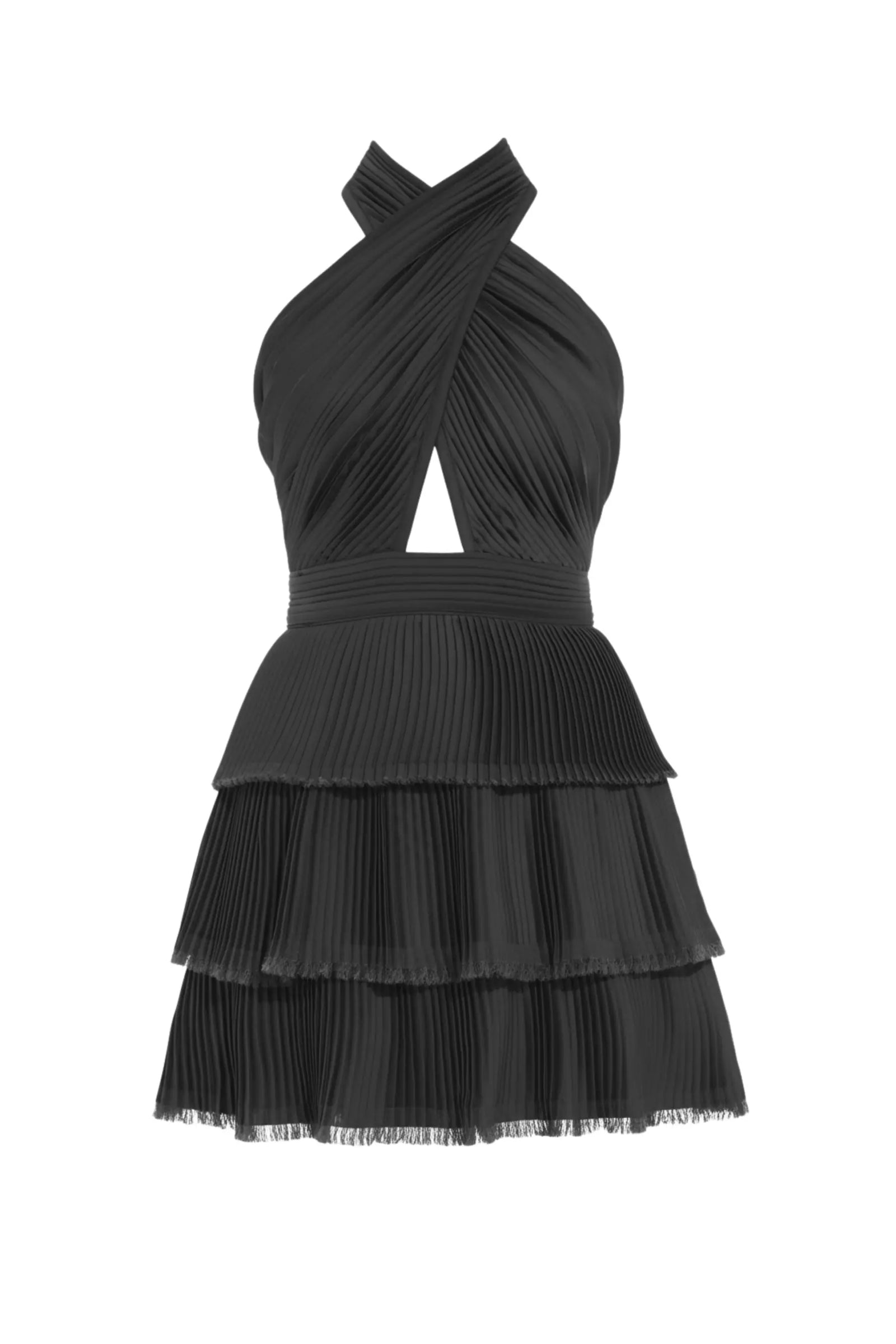 Black Peplum Flared Dress - DRESSES