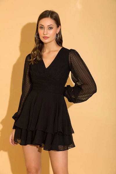 ★EXPIRED GIRL★FRILL DOT DRESS BLACK★正規品/韓国送料込 ブラック（黒）系 EXPIRED GIRL(エクスパイアードガール) - 海外