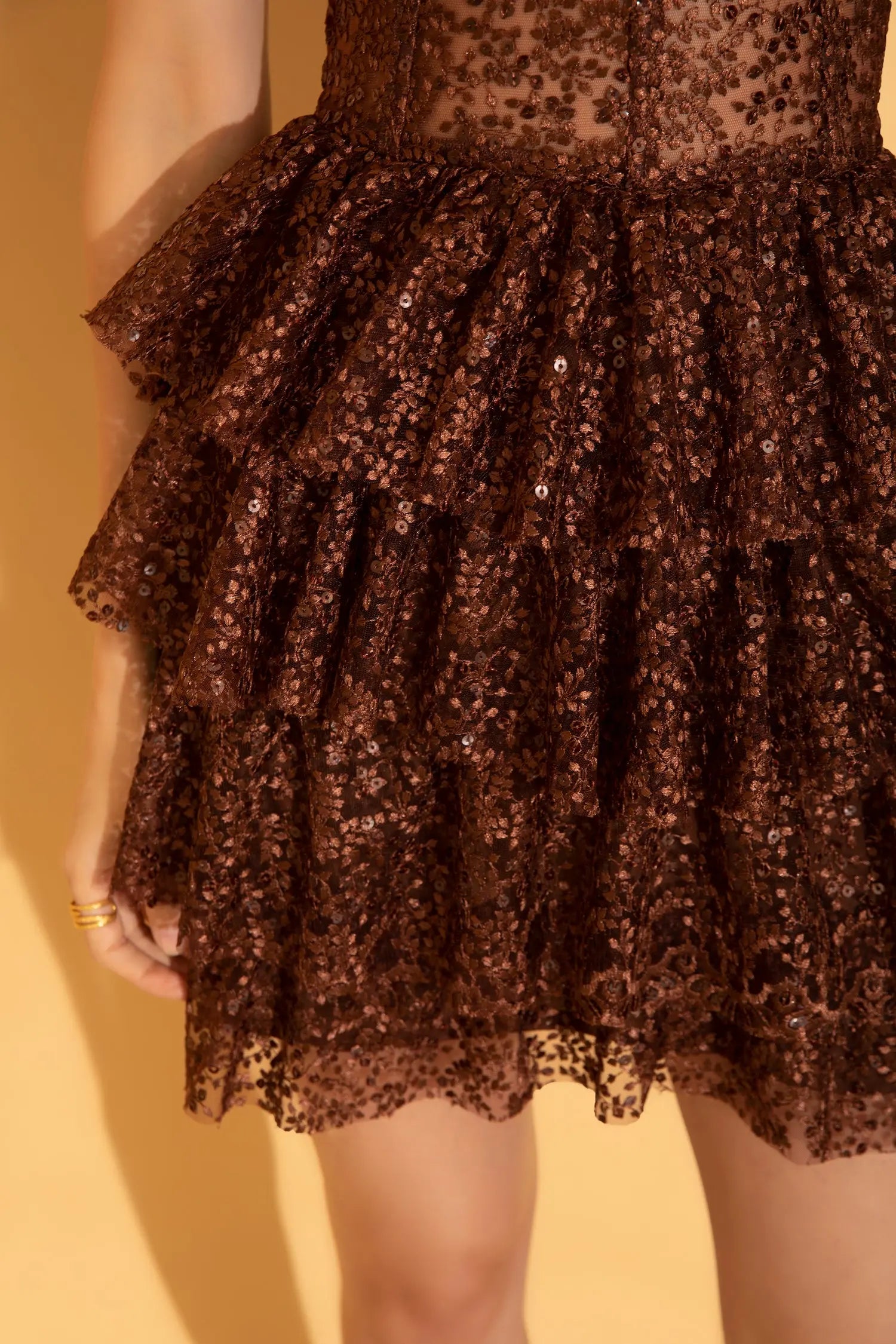 Brown Corset Tiered Dress - DRESSES