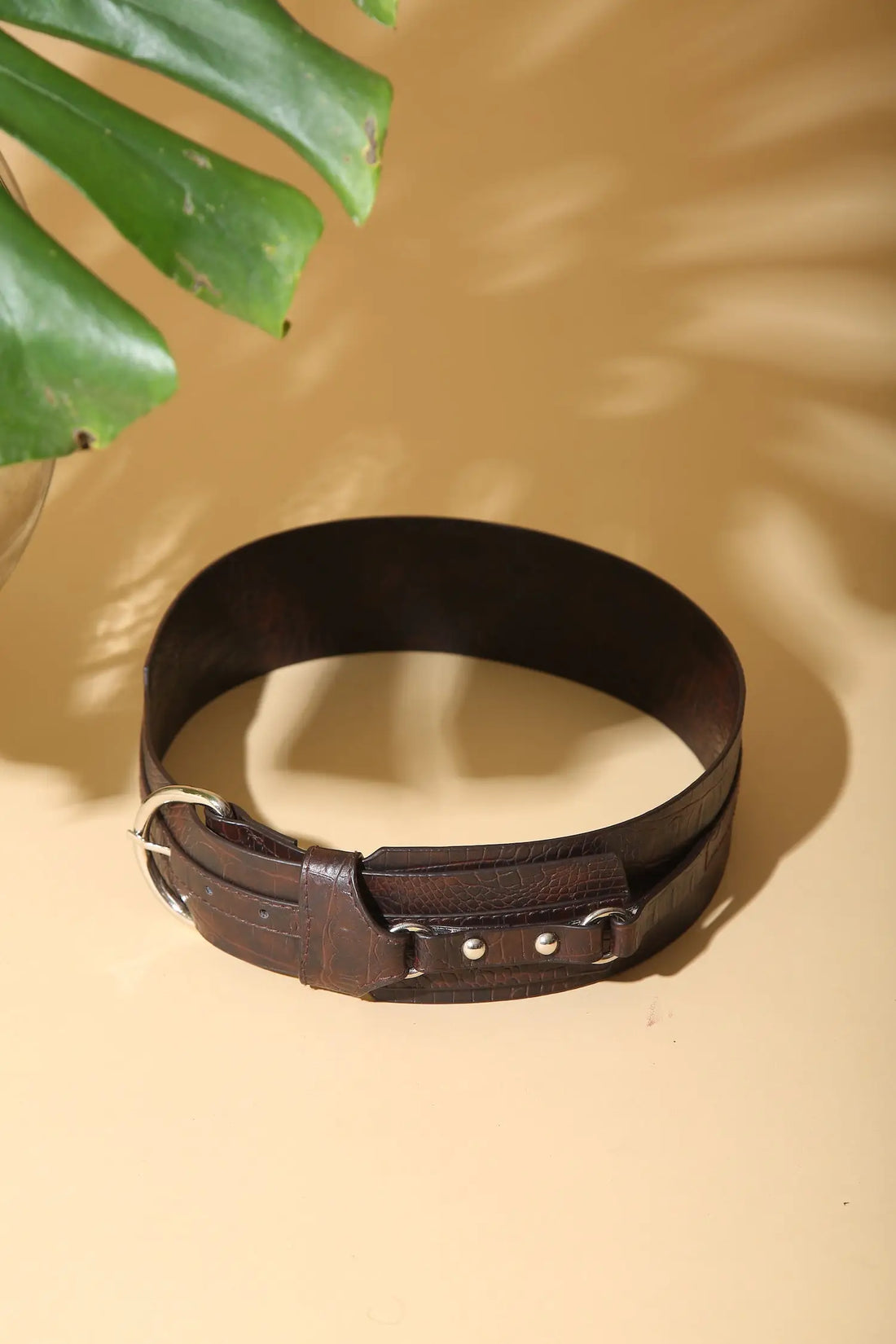 Brown Croc Textured Belt - BELTS