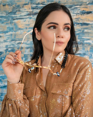 Burnt Gold Sequins Shirt - SHIRTS