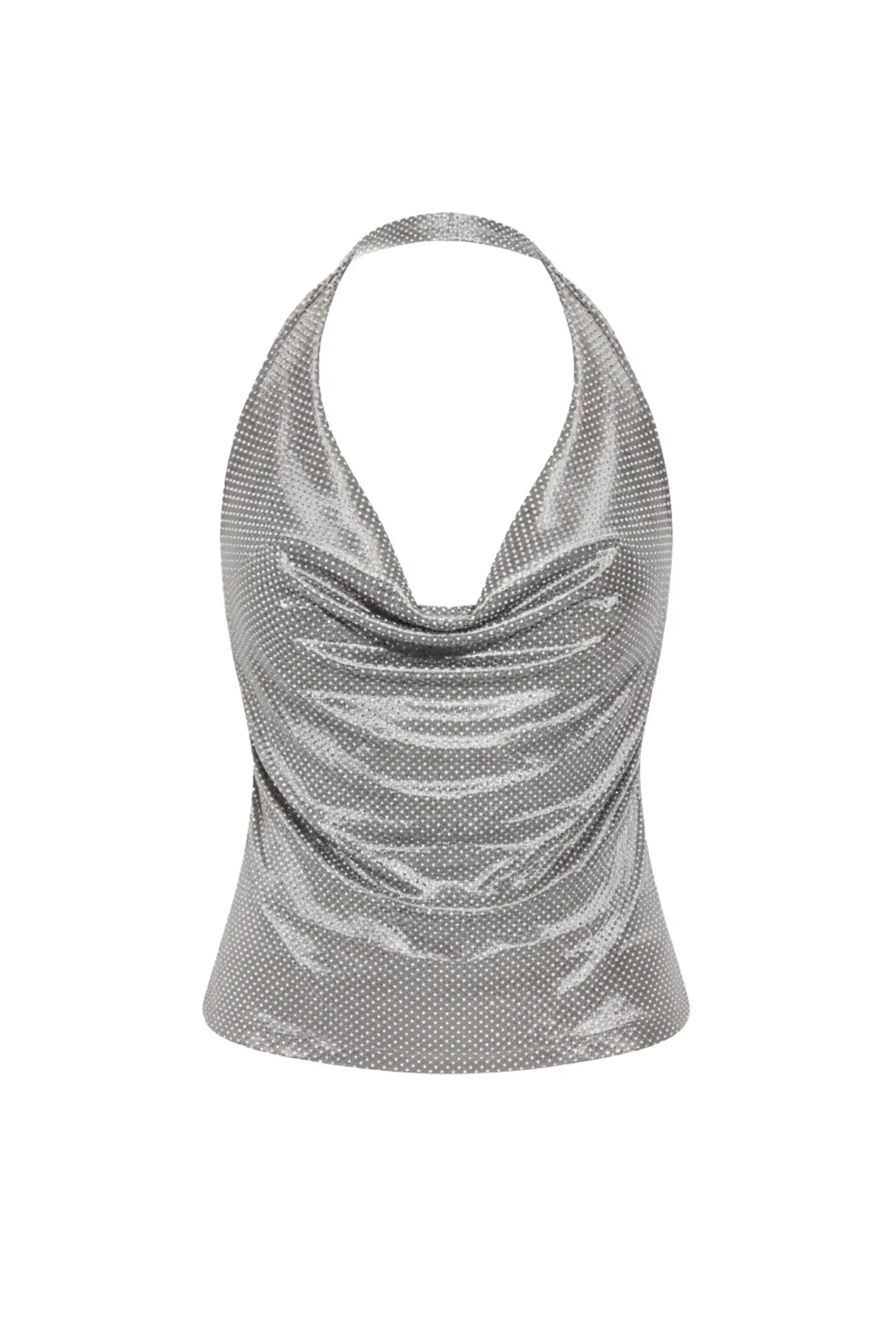CINDY Rhinestone Cowl Top - TOPS