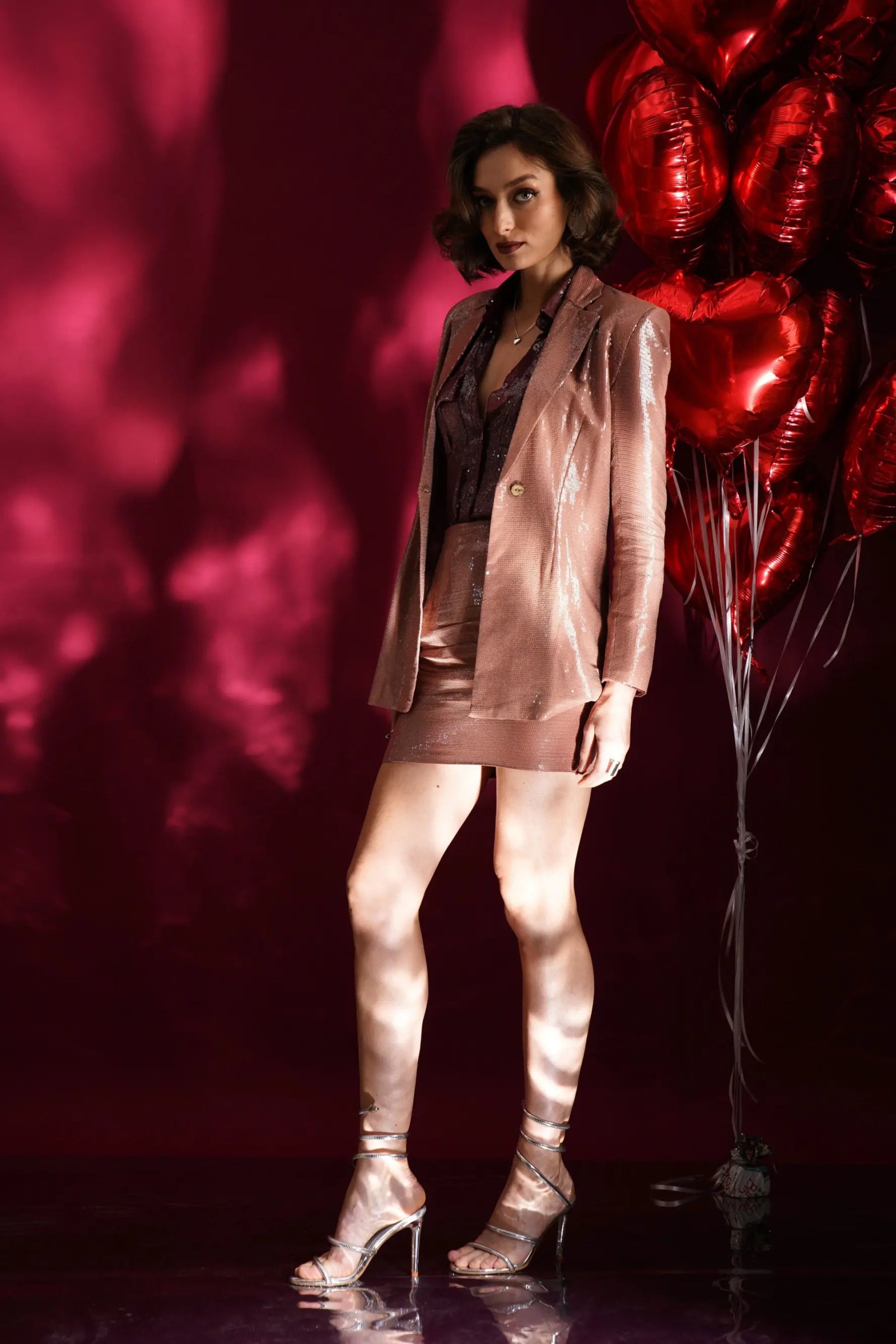 Dusty Rose Sequins Co-ord Set - SET