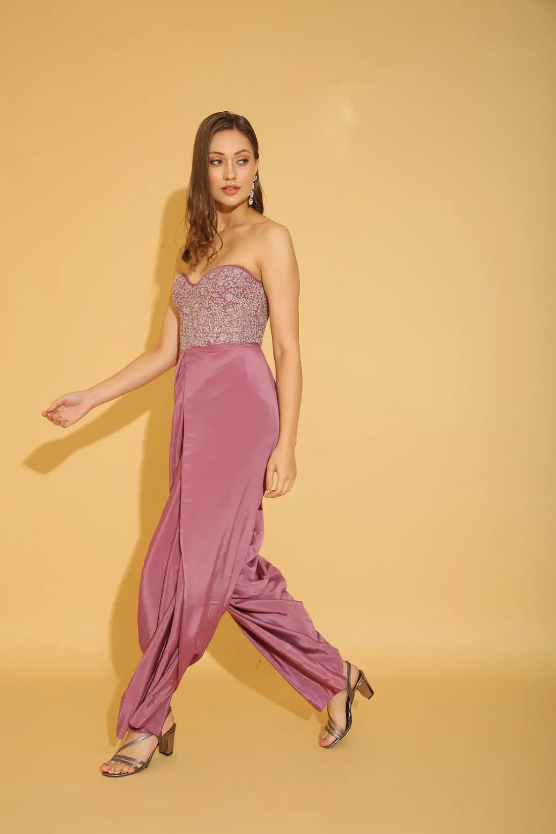 Embroidered Corset Dhoti Jumpsuit - Jumpsuits & Rompers