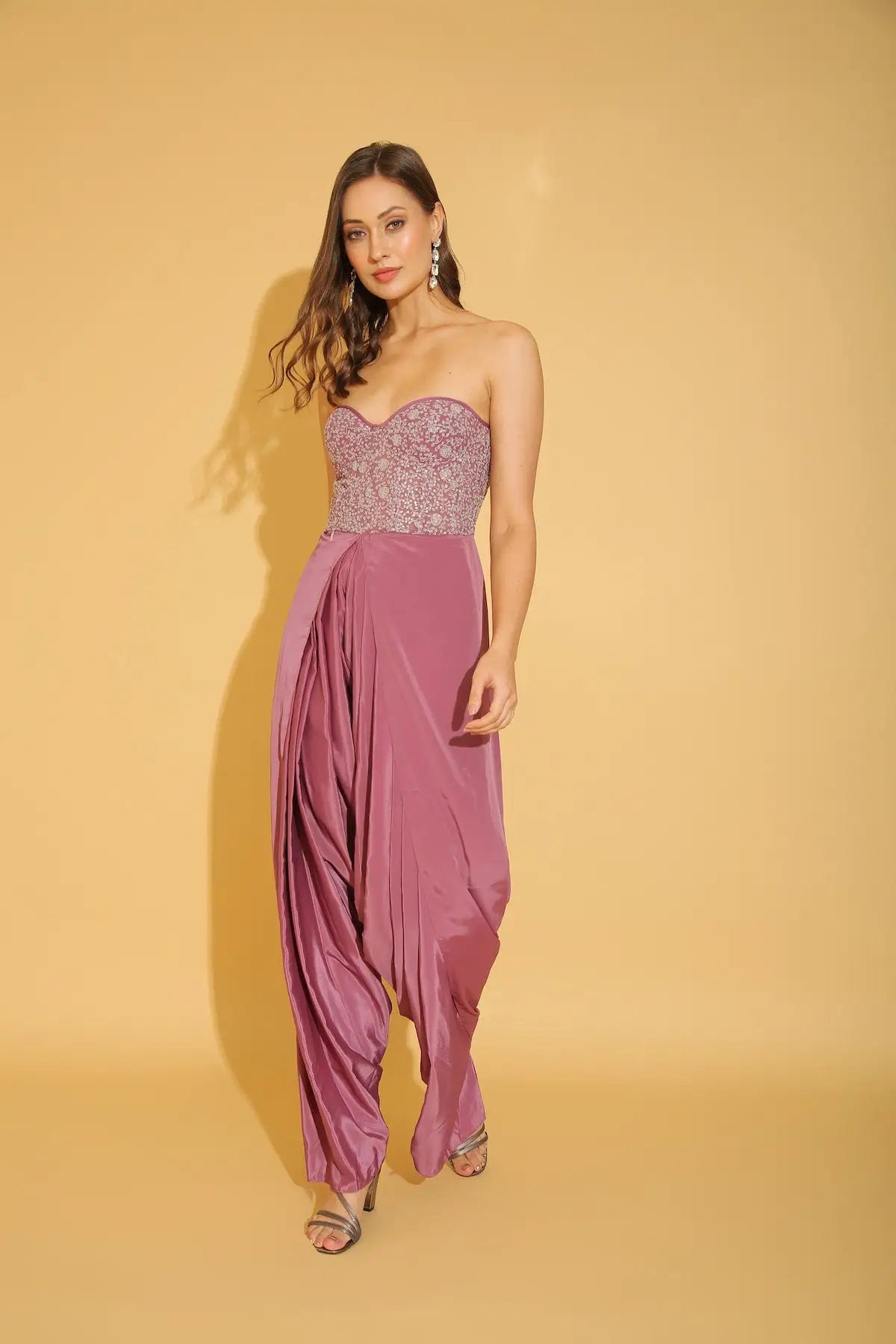 Embroidered Corset Dhoti Jumpsuit - Jumpsuits & Rompers