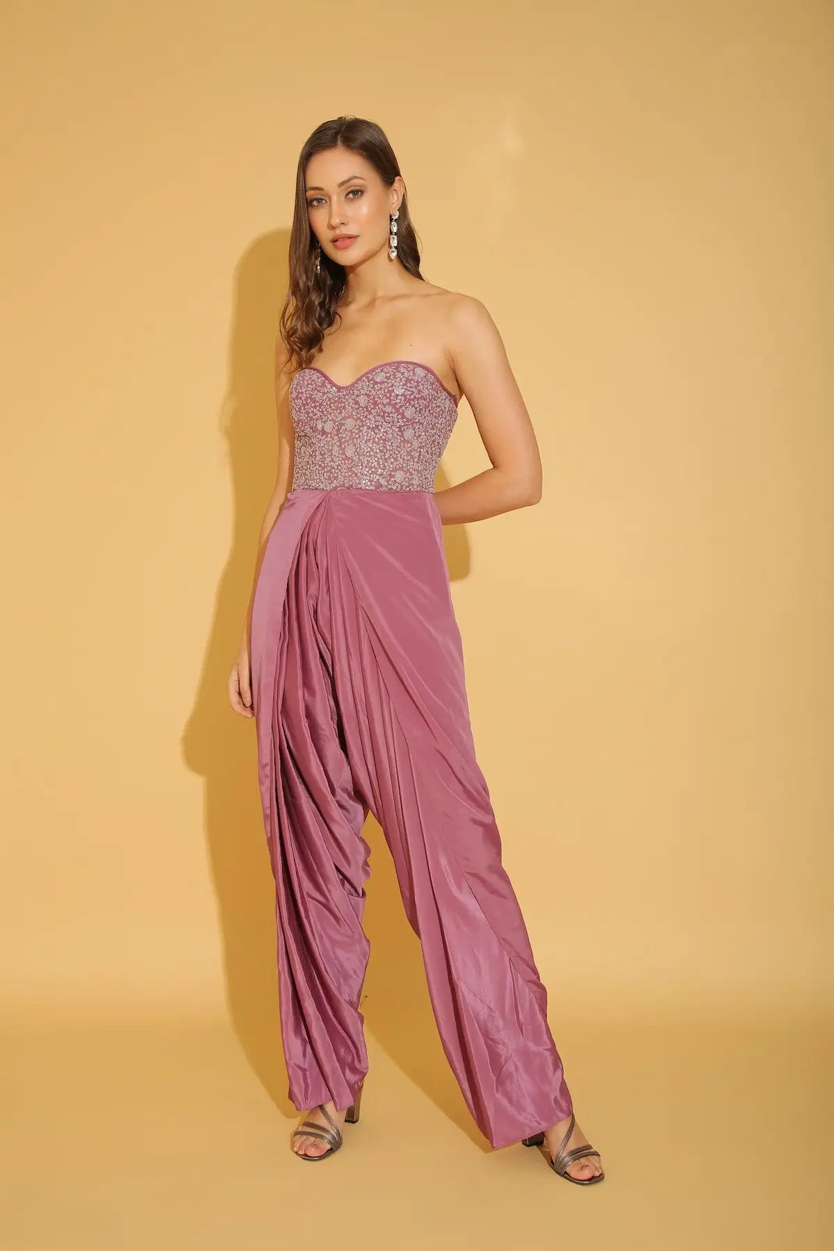 Embroidered Corset Dhoti Jumpsuit - Jumpsuits & Rompers