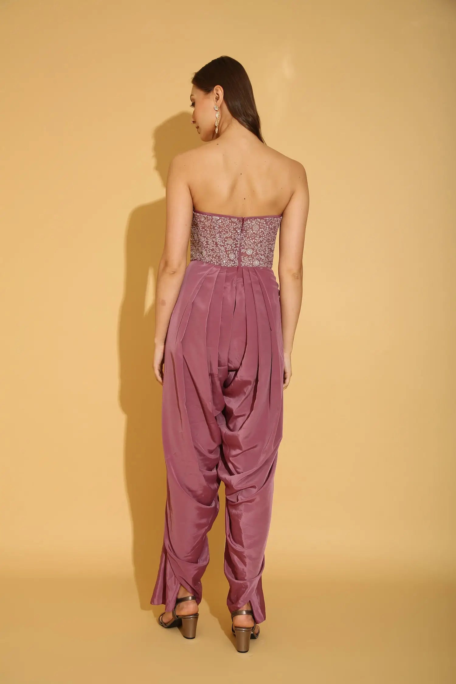 Embroidered Corset Dhoti Jumpsuit - Jumpsuits & Rompers