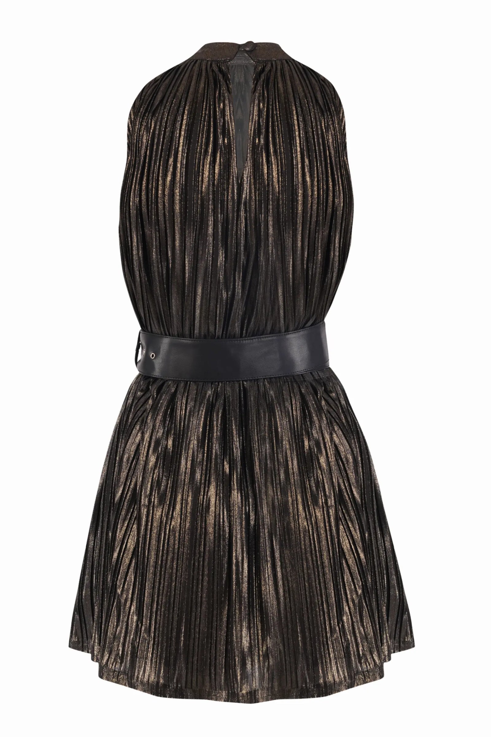 FLAVIA Gold Pleated Dress - DRESSES