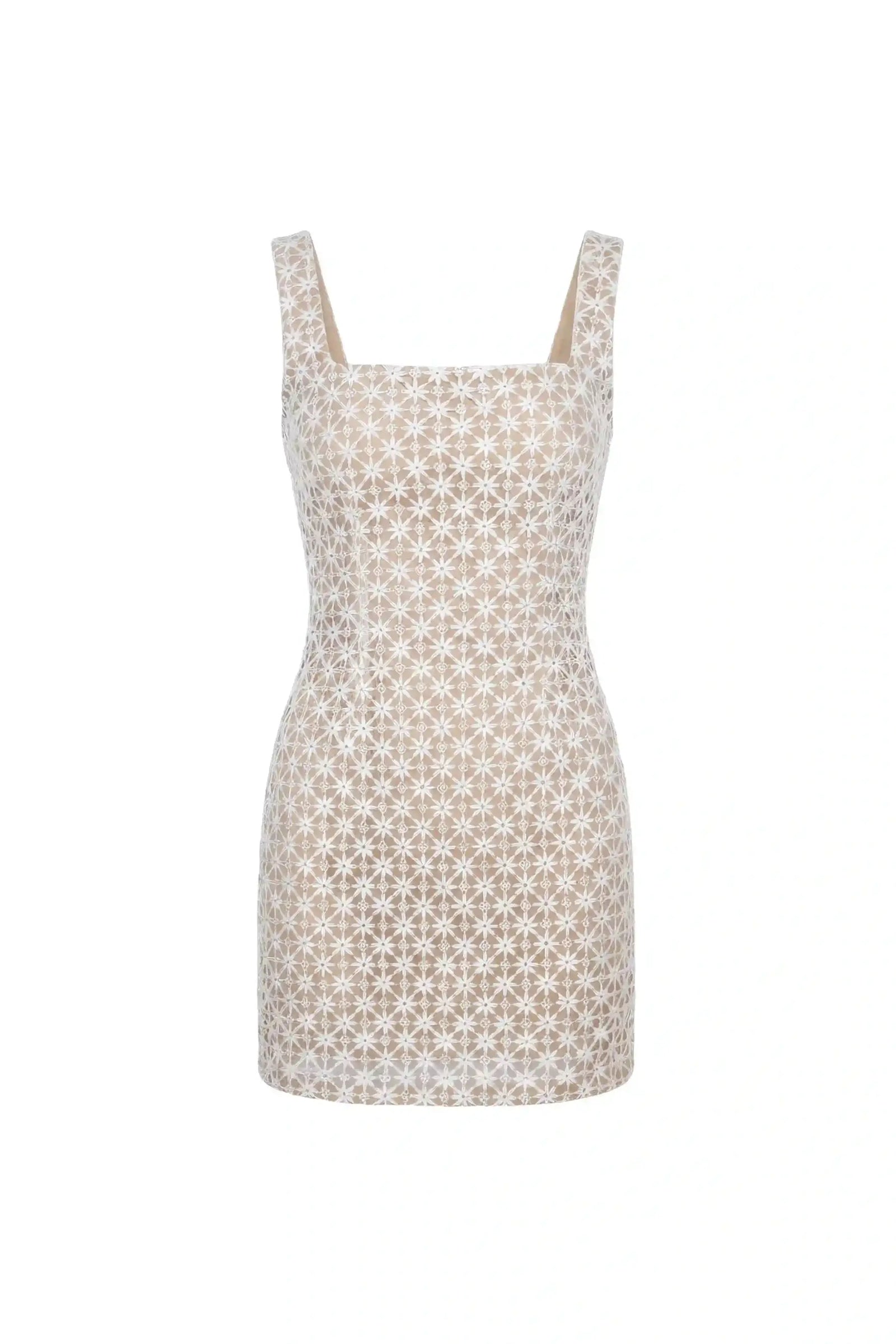 Floral Lace Bodycon Dress - DRESSES