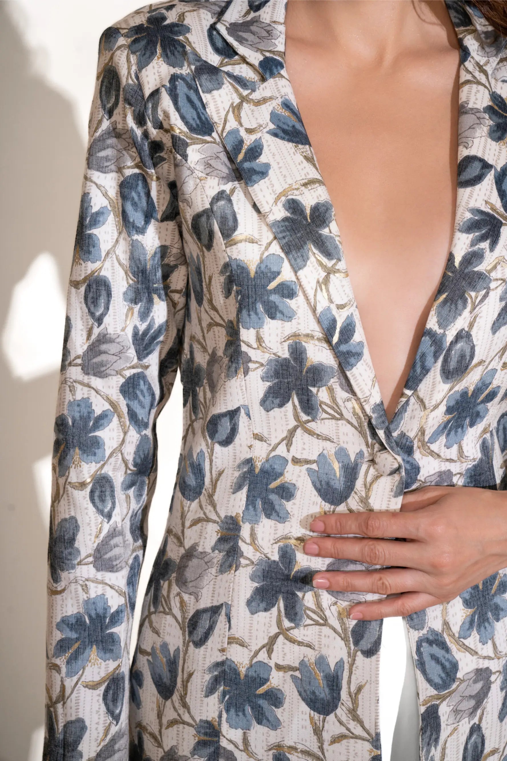 Floral Printed Blazer - Blazers