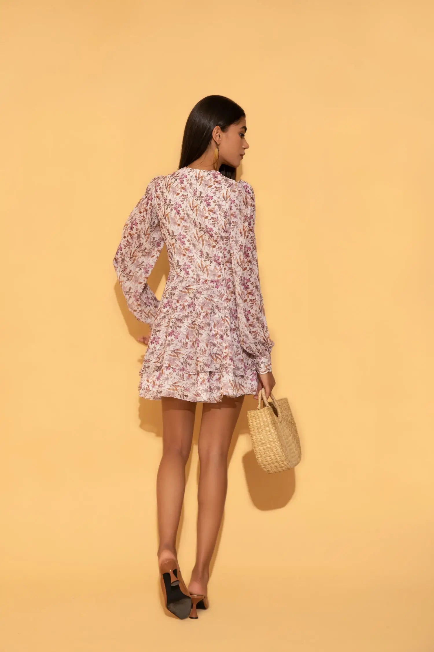 Floral Printed Ruffle Dress - DRESSES