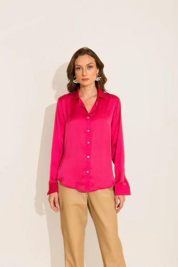 Fuchsia Satin Shirt - SHIRTS