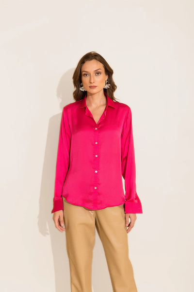 humoresque stand collar shirt ／fuchsia classic oversize shirt fuchsia