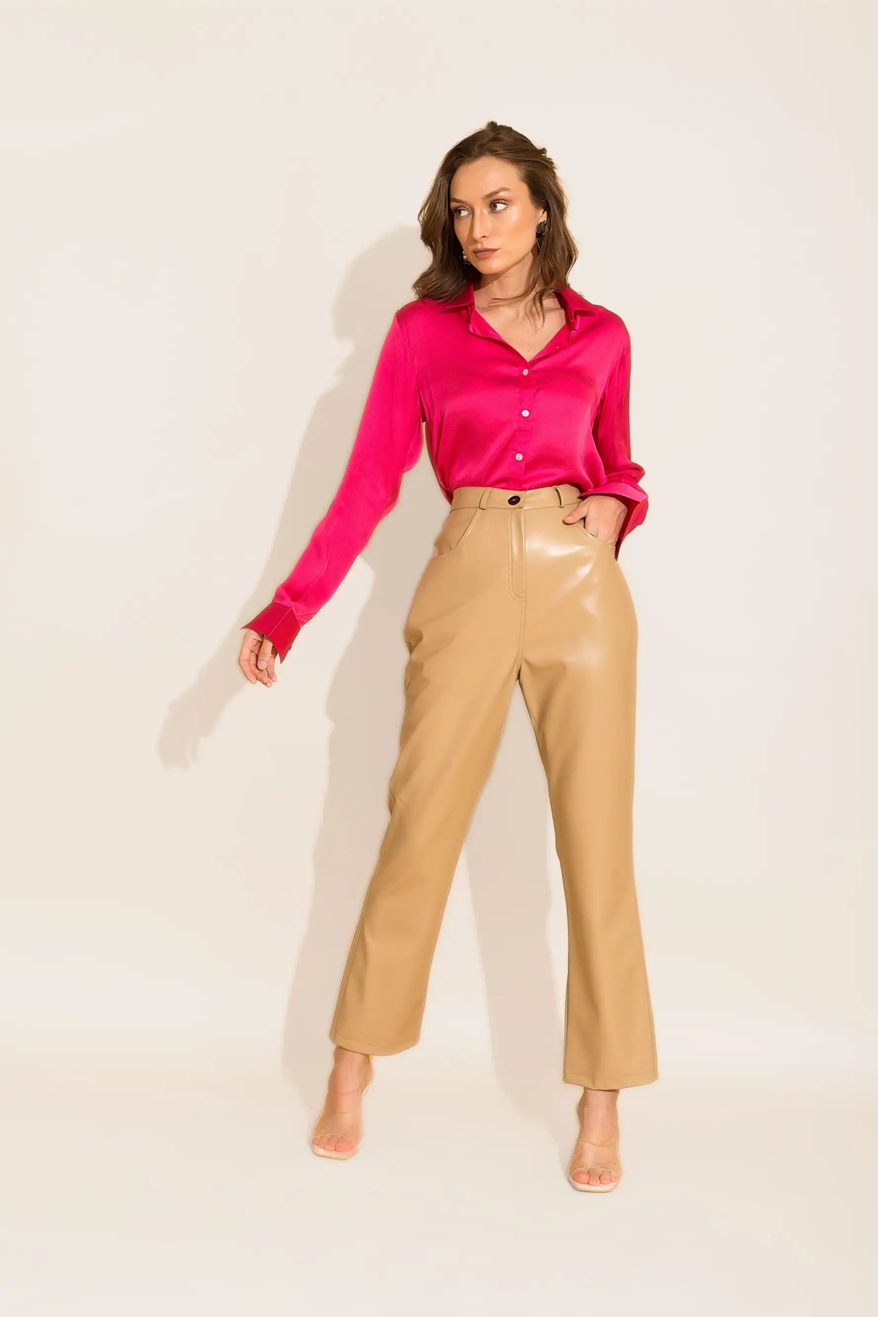 Fuchsia Satin Shirt - SHIRTS