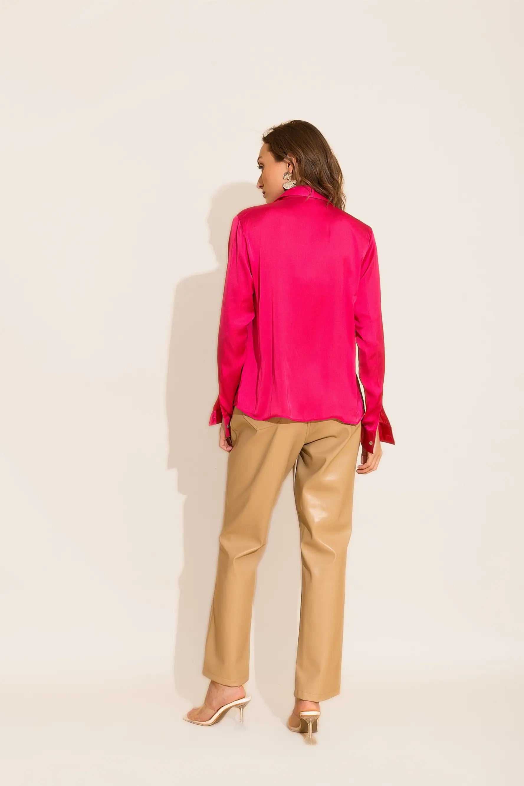 Fuchsia Satin Shirt - SHIRTS