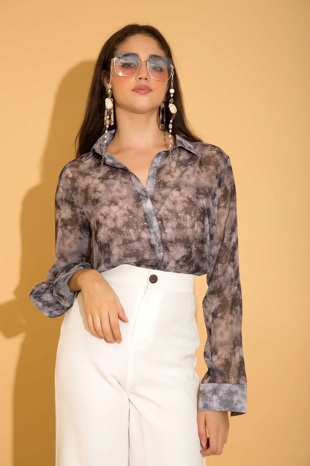 Grey Tie & Dye Shirt - Shirts