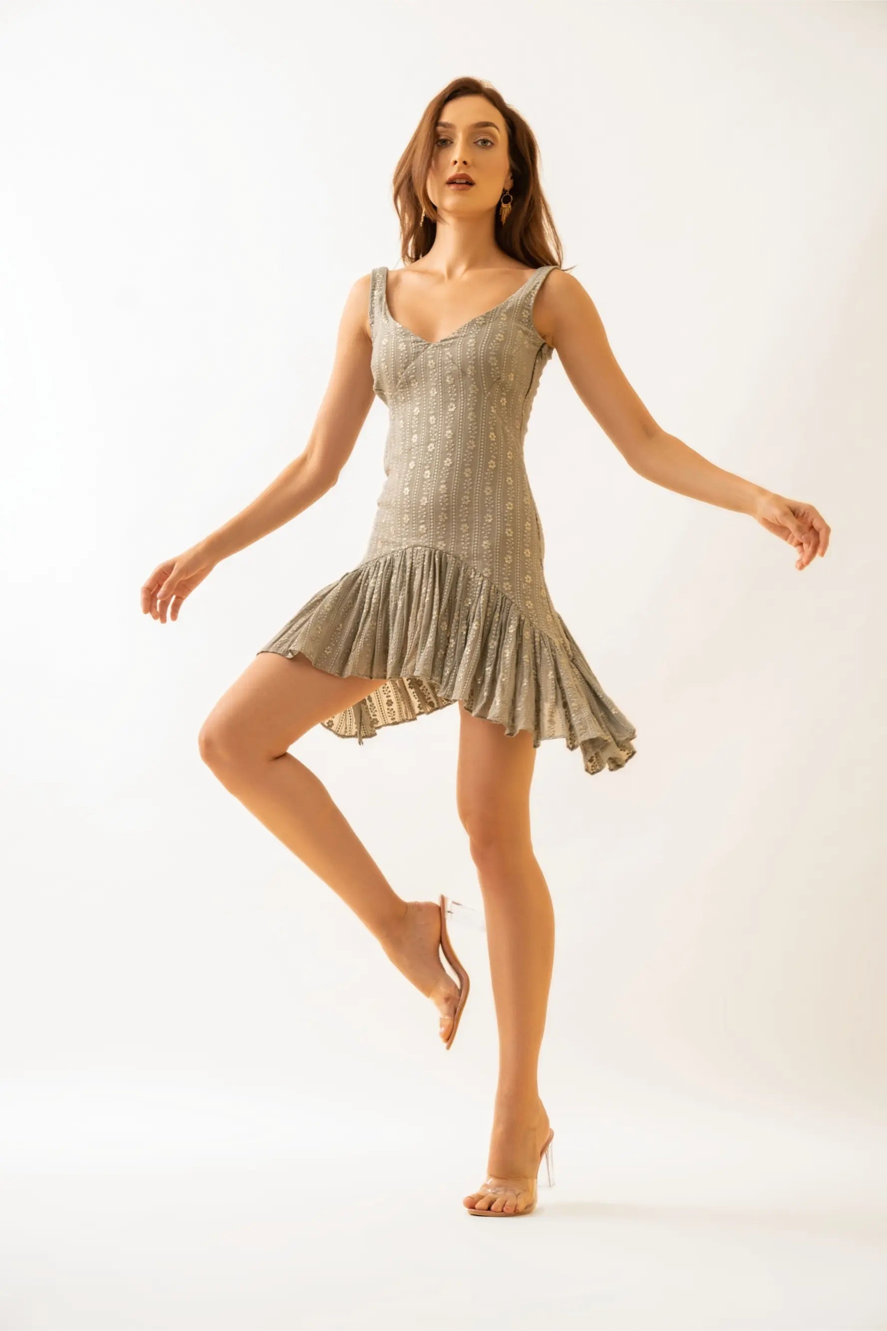 Iceberg Green Ruffle Dress - DRESSES