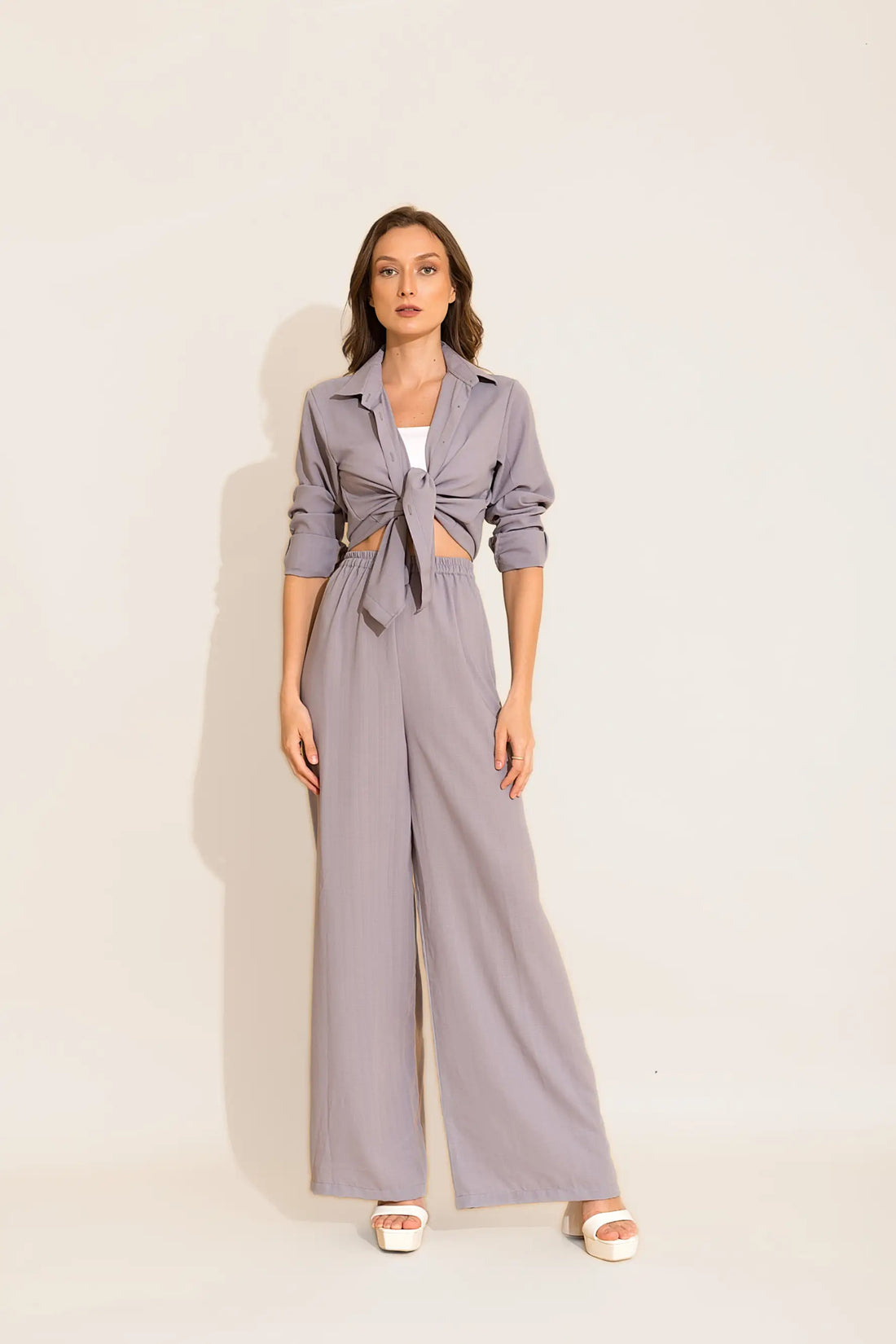 Lavender Linen Loungewear Pants - PANTS