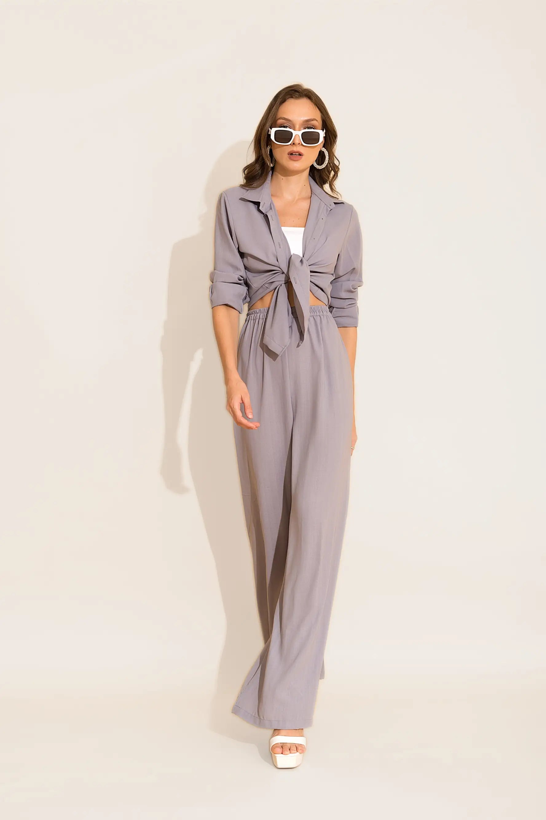 Lavender Linen Loungewear Pants - PANTS