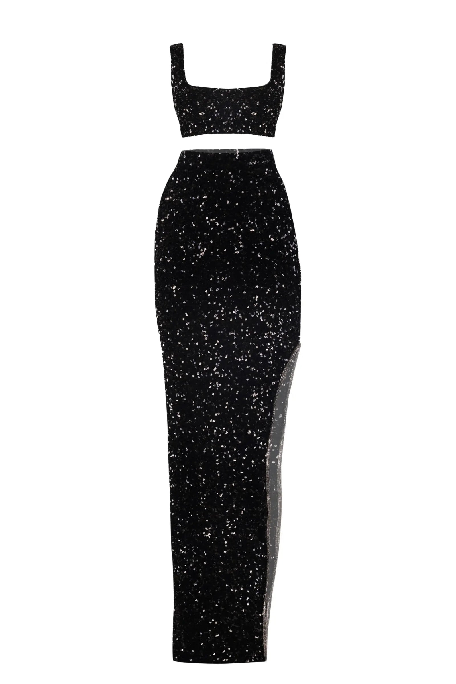 LEILA Sequins Crop and Maxi Skirt Co-ord - SET