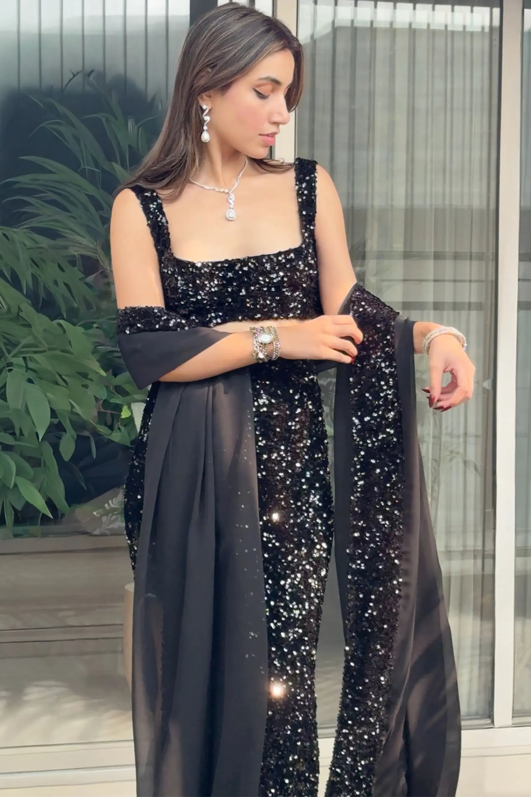 LEILA Sequins Crop and Maxi Skirt Co-ord - SET