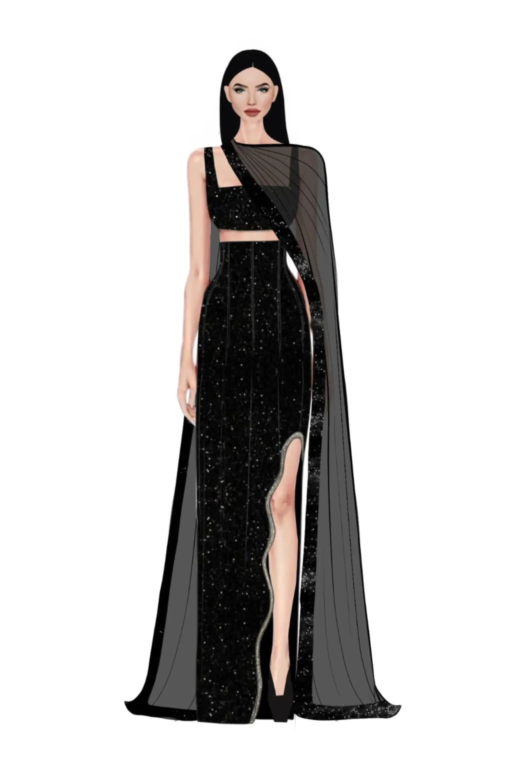 LEILA Sequins Crop and Maxi Skirt Co-ord - SET