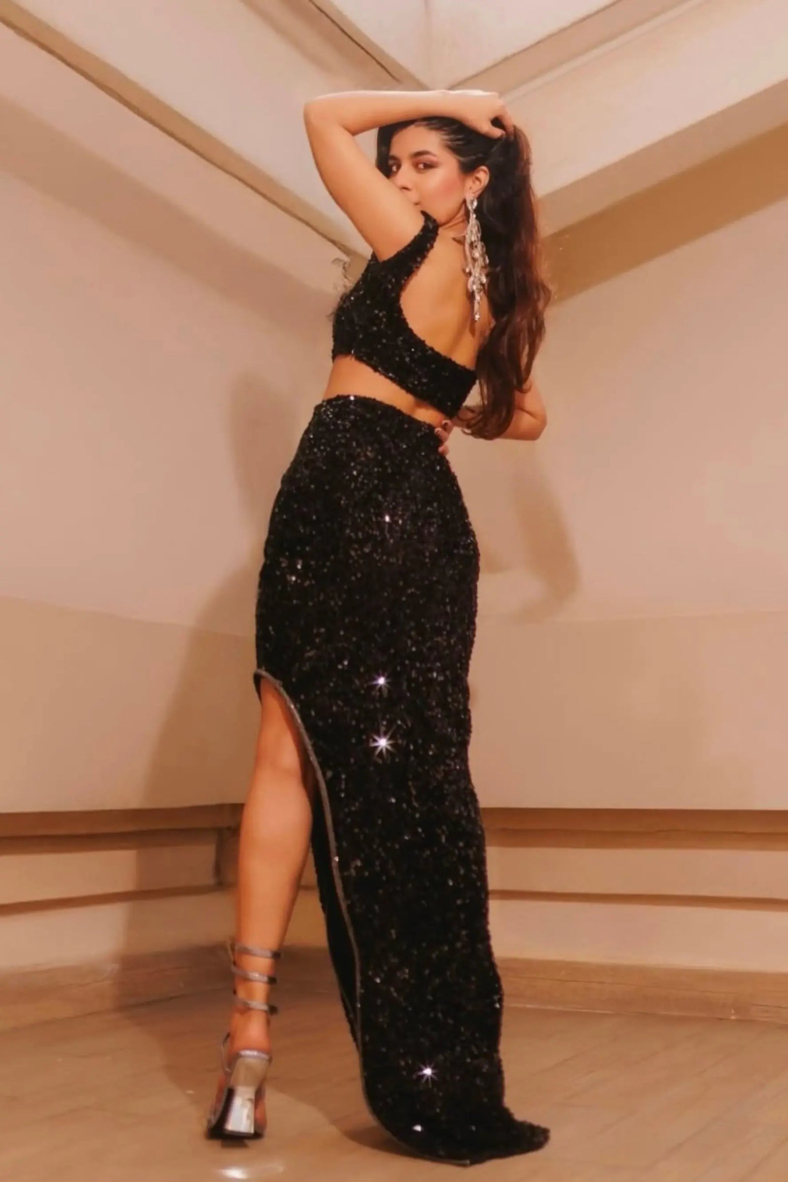 LEILA Sequins Crop and Maxi Skirt Co-ord - SET