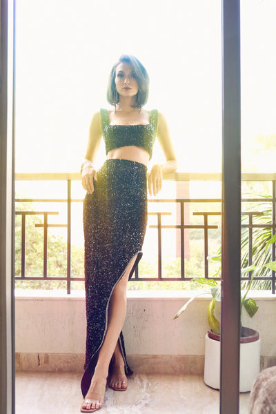 LEILA Sequins Crop and Maxi Skirt Co-ord