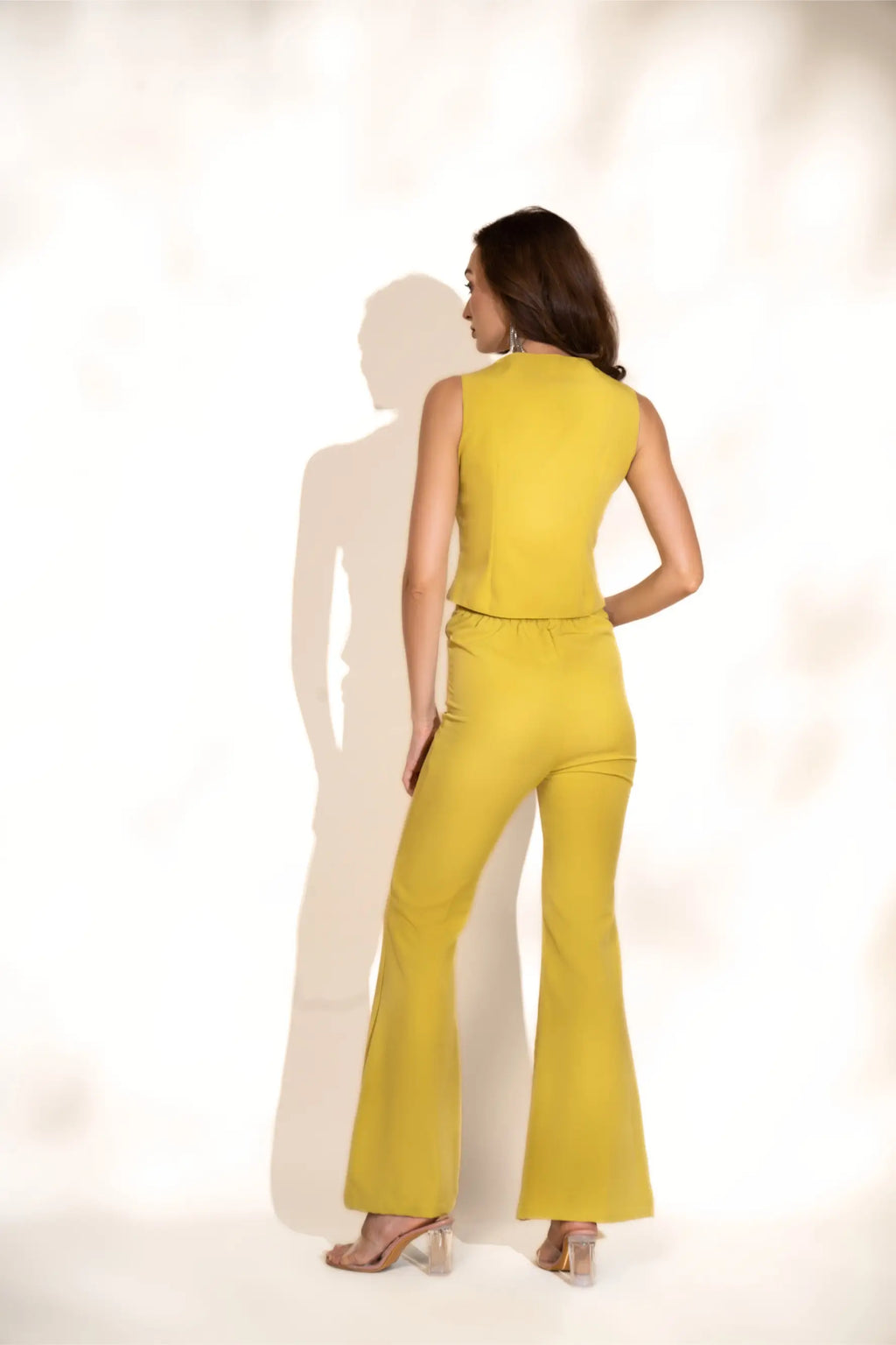 Lime Green Sequins Detailed Waistcoat - WAISTCOAT