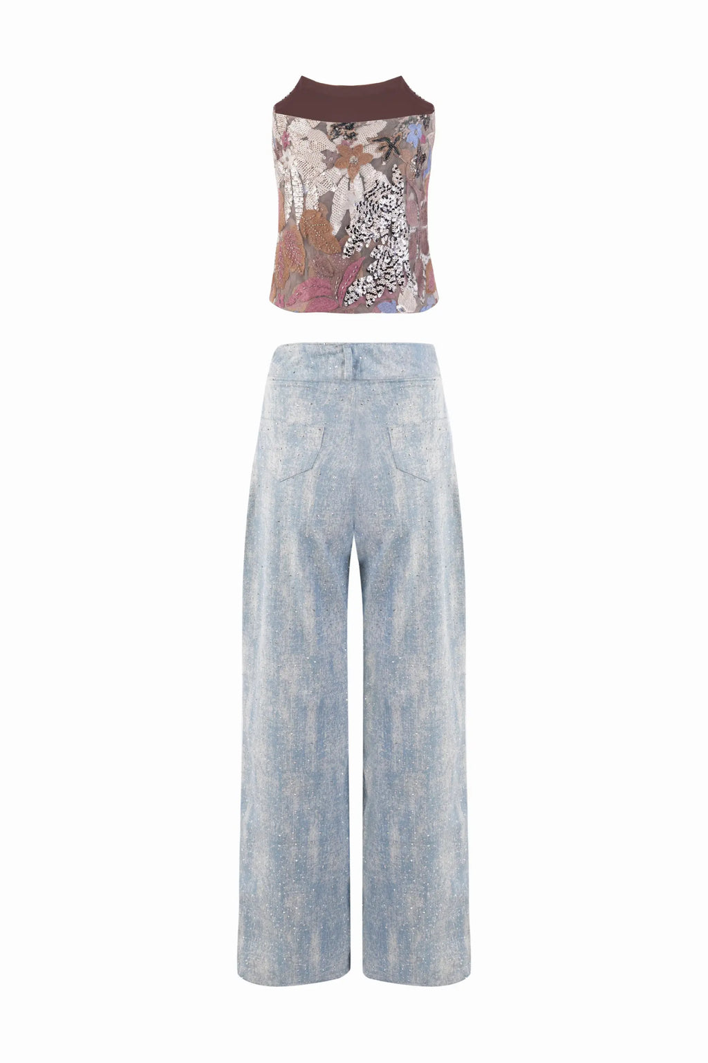 LUMI Embroidered Corset and LANA Crystal Denims Co-ord - SET