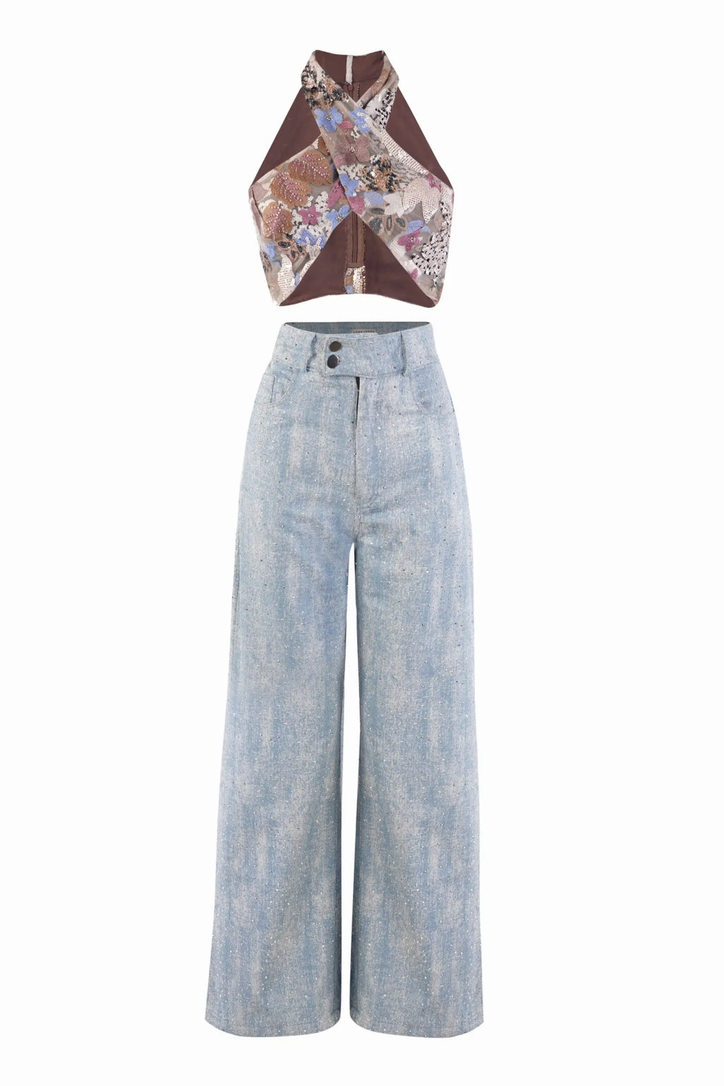 LUMI Halter Top and LANA Crystal Denim Co-ord - SET