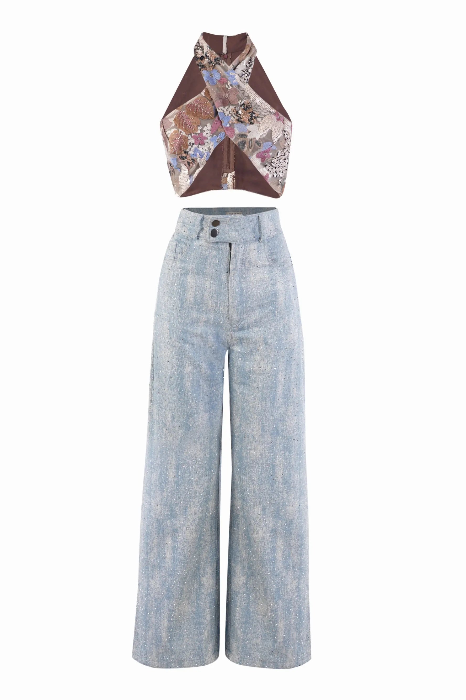 LUMI Halter Top and LANA Crystal Denim Co-ord - SET