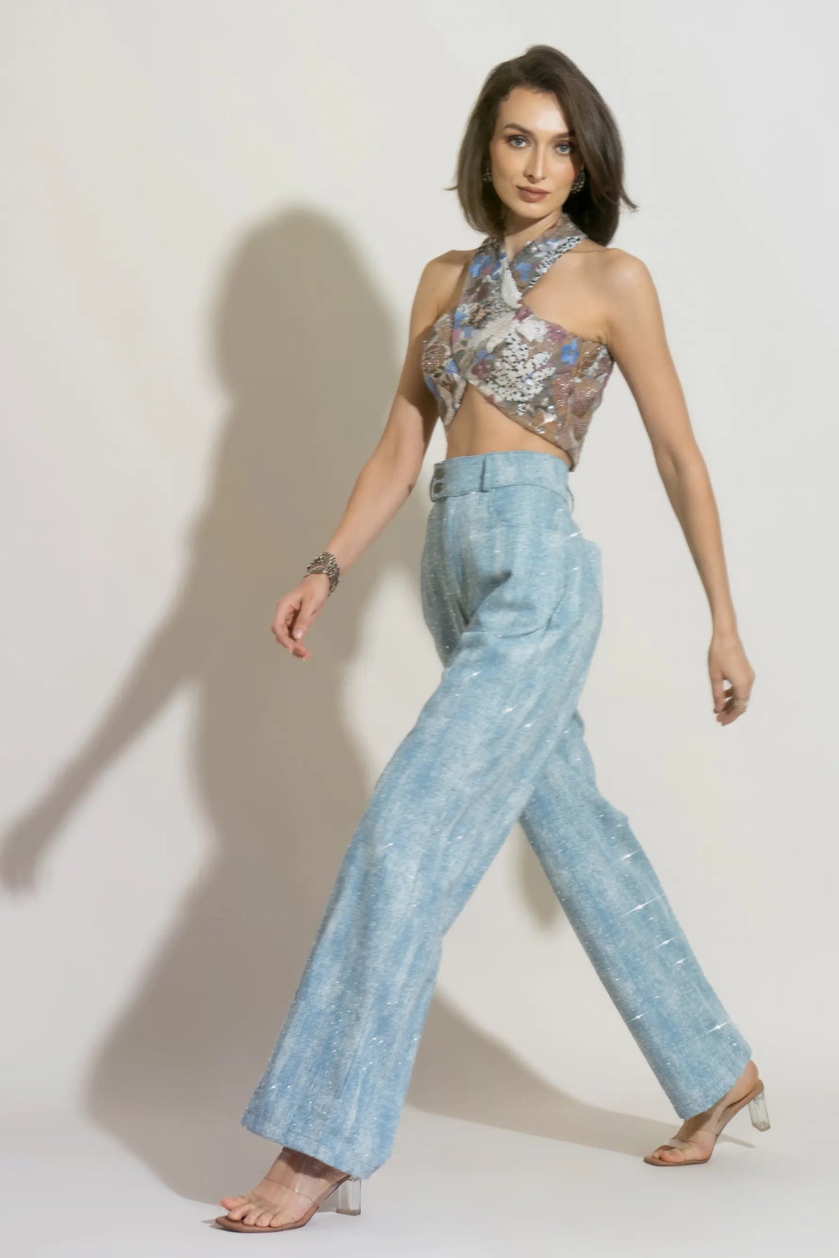 LUMI Halter Top and LANA Crystal Denim Co-ord - SET