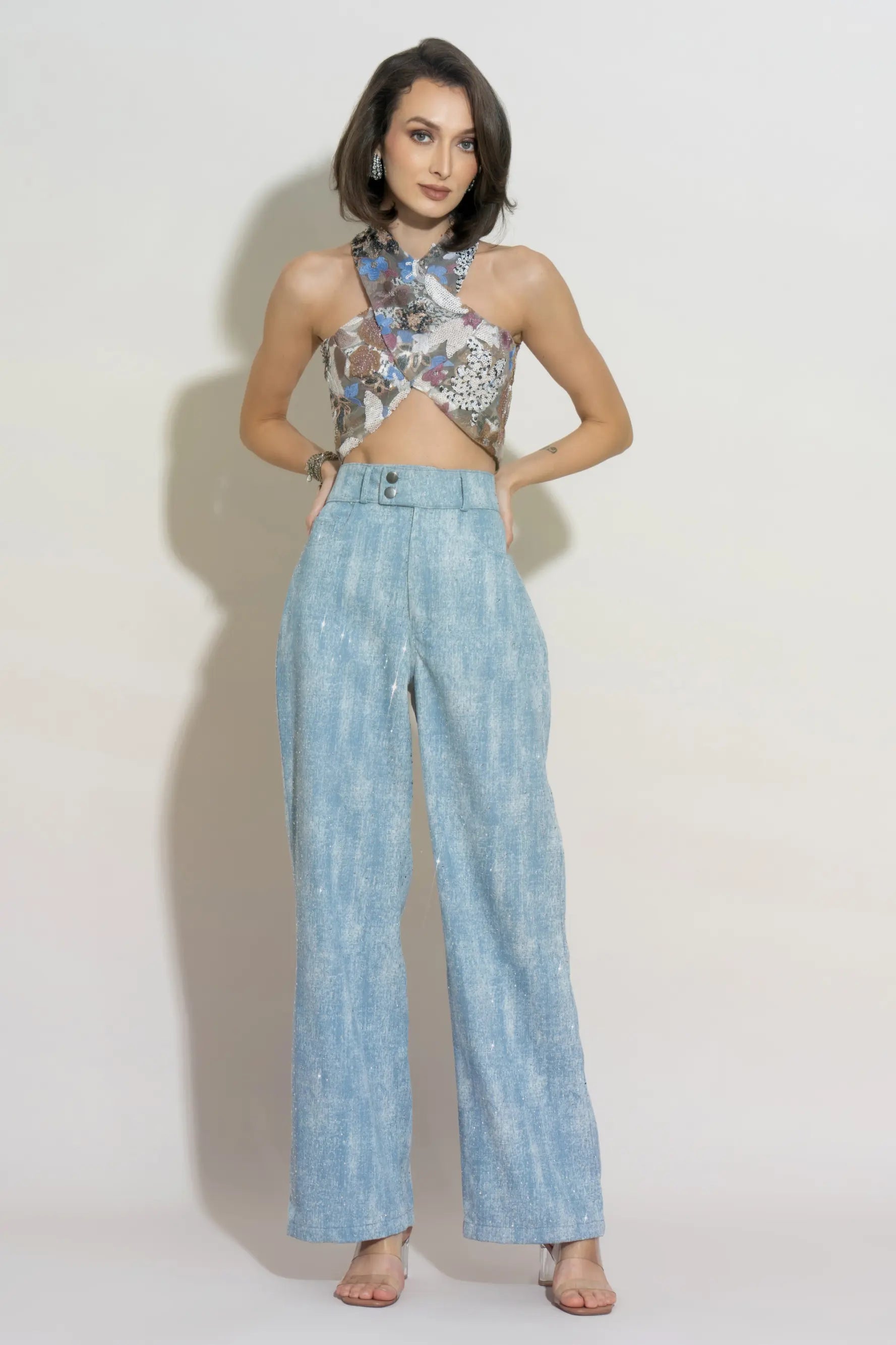 LUMI Halter Top and LANA Crystal Denim Co-ord - SET