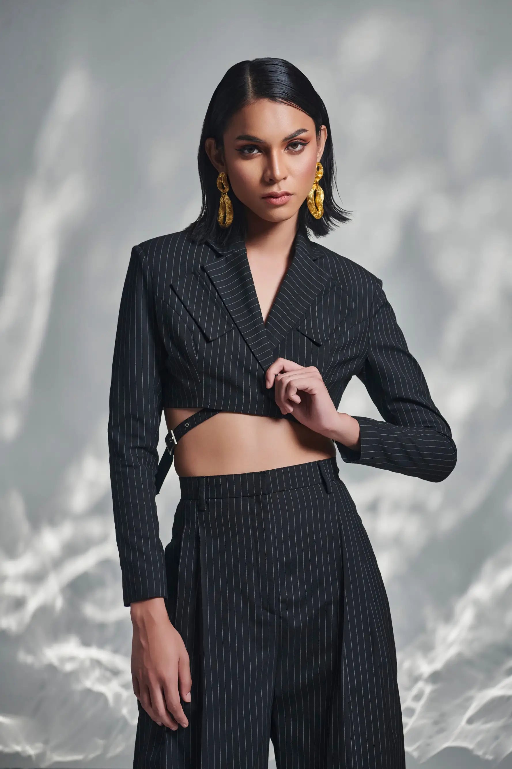 MARCELLA Crop Blazer and Suiting Pants Co-ord Set - SET